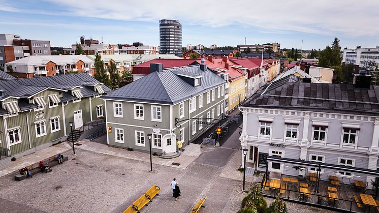 Rådhustorget blir på prov fordonsfritt i sommar. Foto: Maria Fäldt.