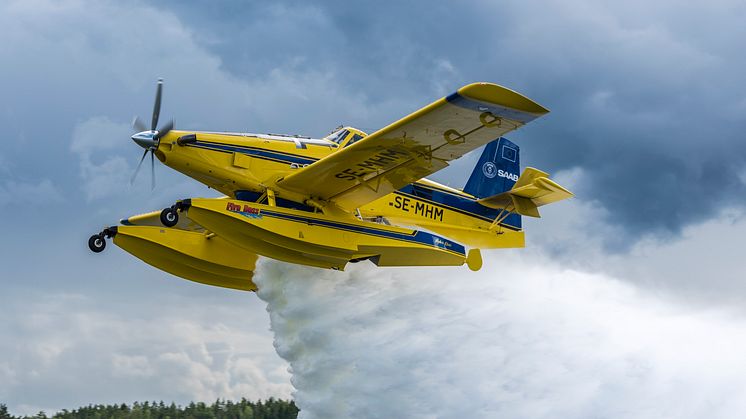 Skopande flygplan. Foto: SAAB AB, Jörgen Ericsson