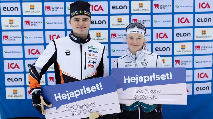 Erik Johansson och Lisa Eriksson skänker pengar till Falun Borlänge SK och Piteå Elit