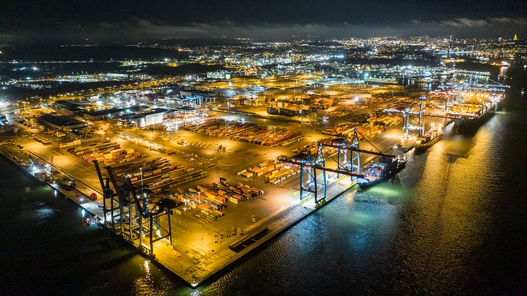 Containerterminalen i Göteborgs Hamn.  