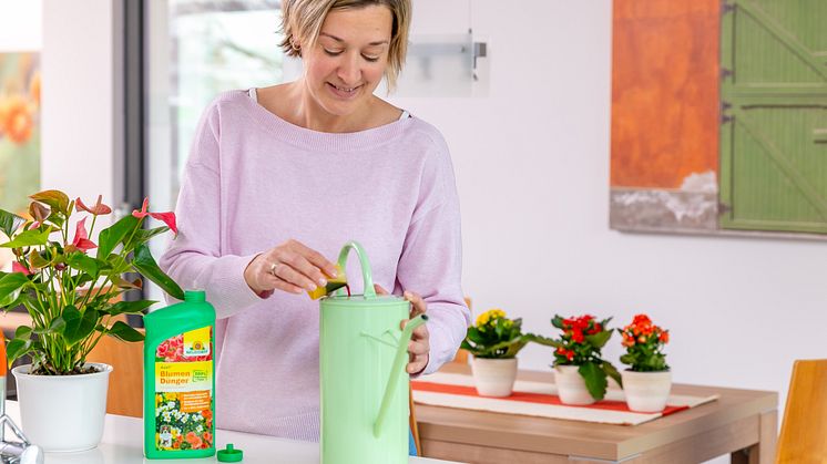  Als organischer Flüssigdünger hilft der Azet BlumenDünger von Neudorff, Pflanzen gesund zu halten. 