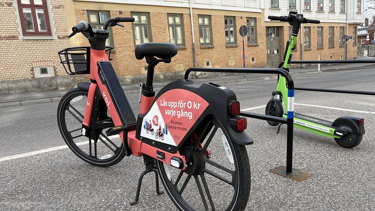 Elcyklar som denna på bilden har nu börjat placeras ut i Göteborg. Bild: Göteborgs Stad