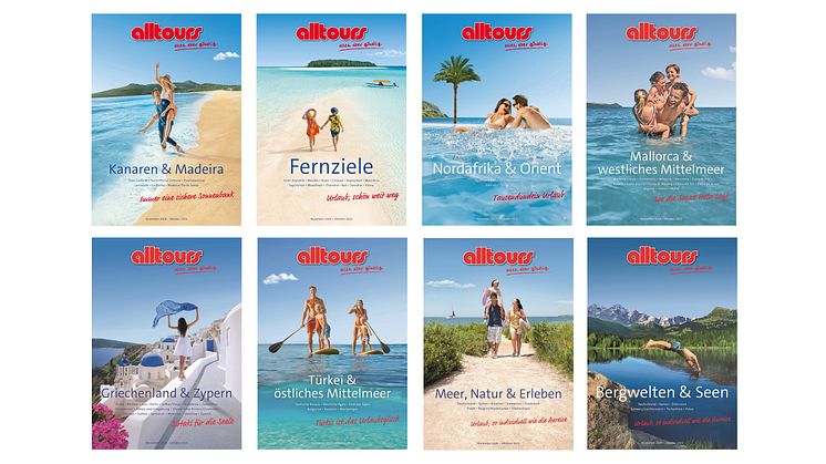 Das alltours Ganzjahres-Programm umfasst acht Themenwelten mit Reiseangeboten in über 200 Destinationen.