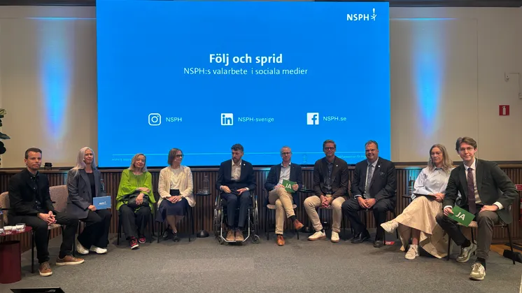Ledamöter från samtliga riksdagspartier på plats med Zarah Melander och Conny Allaskog från NSPH.