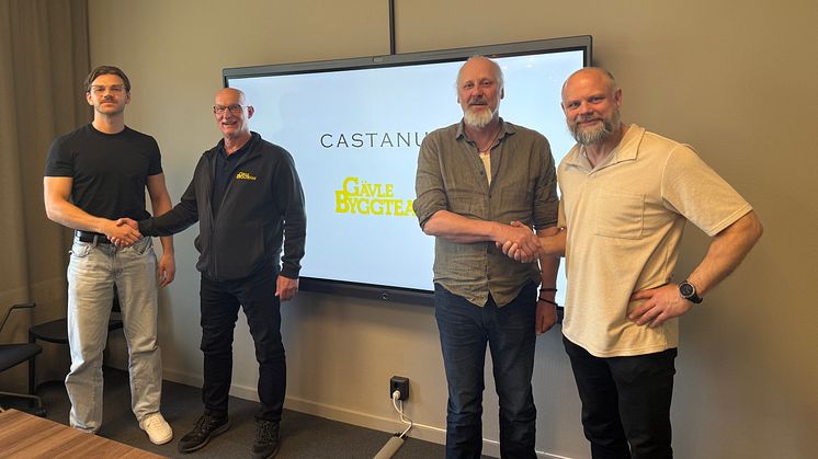 Från vänster Fabian Blixt (Castanum), Per Sundström (Gävle Byggteam), Anders Göransson (Castanum) och Jan Martinsson (Gävle Byggteam).