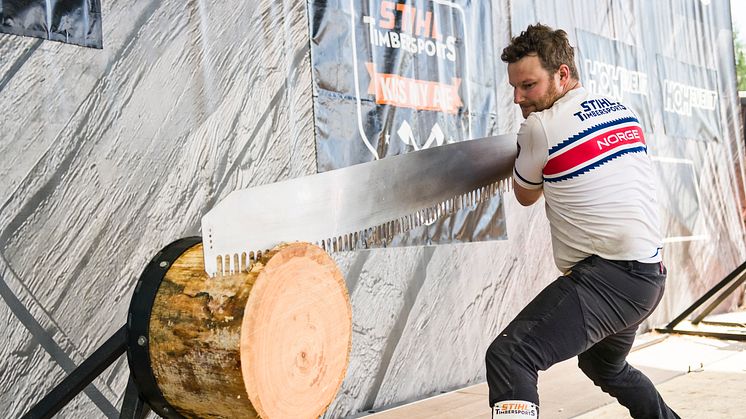 Norske Vebjørn Sønsteby vinner bronse i TIMBERSPORTS® Nordic Cup 2024.