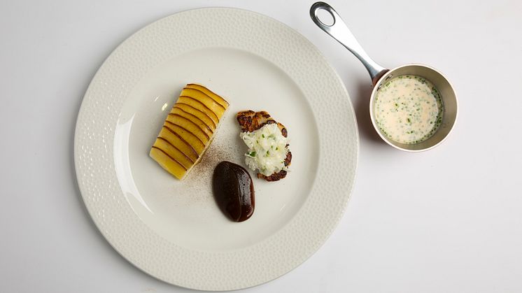 Jonny Smith's winning dish of Norwegian halibut with shiitake and cauliflower