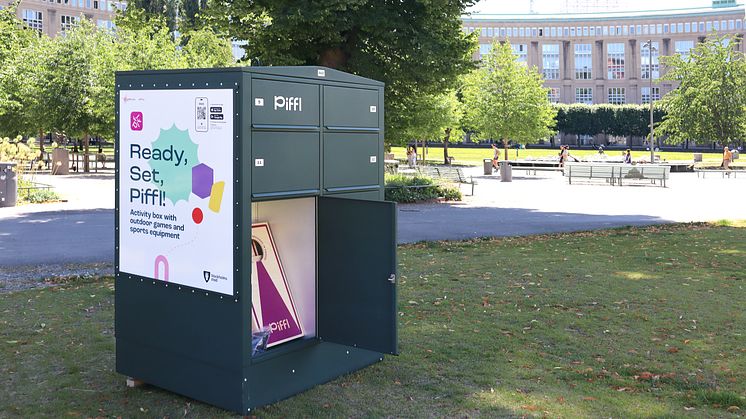 Aktivitetsbox från Piffl i Fatbursparken på Södermalm i Stockholm.