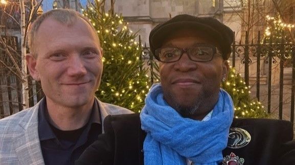 Warning: Trevor Cruickshank with his husband Chris