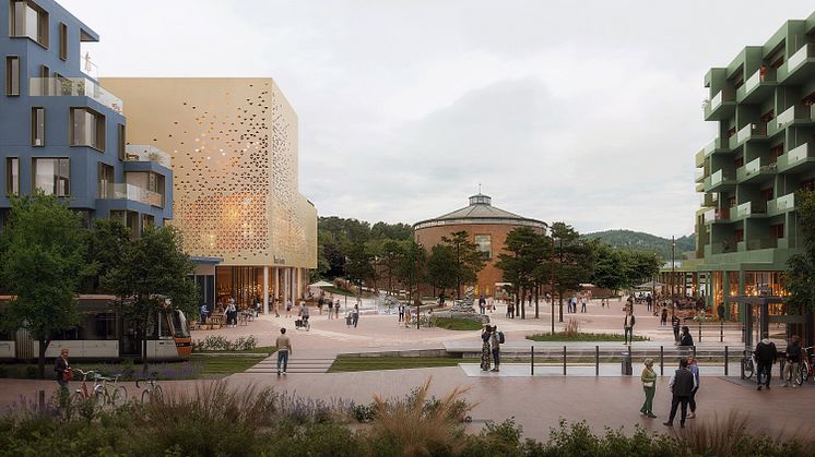 -Det er bylivet som skaper byen, og bylivet skapes av folk. Folk som vandrer, stopper opp, møtes og går videre nye veier, forteller interiørarkitekt Ingebjørg Berg Holm, LINK Bergen. Illustrasjon: LINK Arkitektur