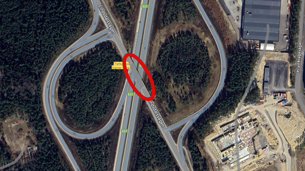Bron över E22 mellan Snurrom och Lindsdal är nu öppen igen