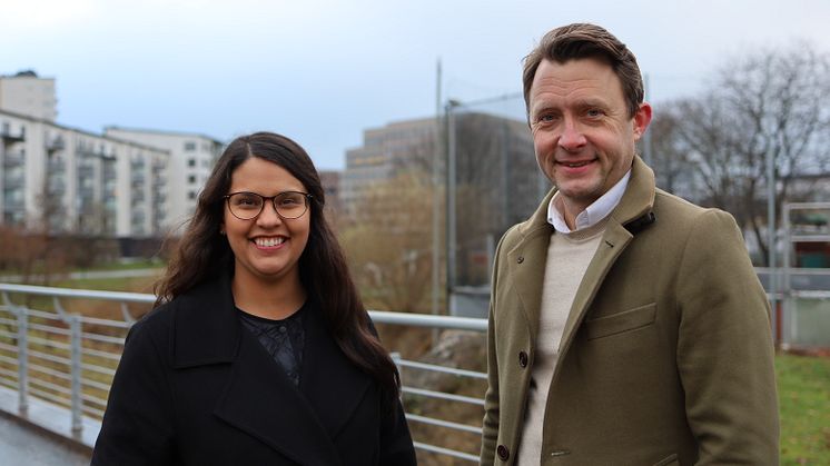 Sara Kukka-Salam, kommunstyrelsens ordförande i Solna stad och Fredrik Bele, VD på Resona