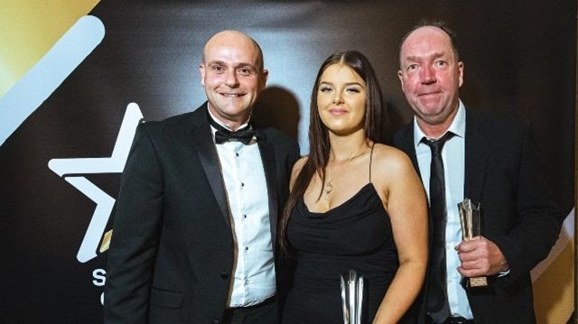 L-R, Jamie Ainsworth, Jessie Hinds-Taylor and Glynn Smith