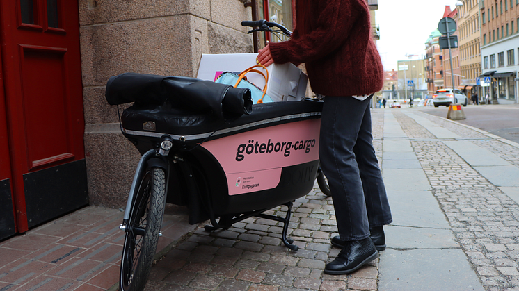 Den här typen av eldriven lastcykel går om några dagar att hyra på Kungsgatan och Jaegerdorffsplatsen. Bild: Göteborgs Stad