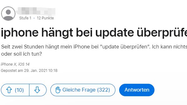 iPhone hängt bei Update überprüfen, jetzt Beheben in Sekunden! 