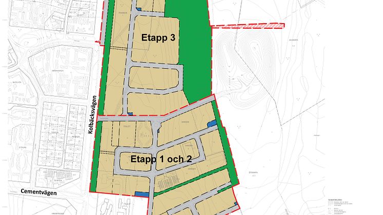 Det godkända detaljplanen gäller för etapp 1 och 2 på Östra Ersboda industriområde. 