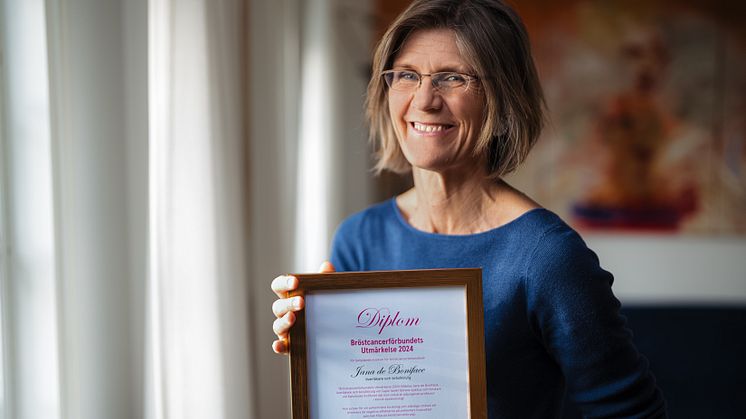 Jana de Boniface får Bröstcancerförbundets Utmärkelse 2024 