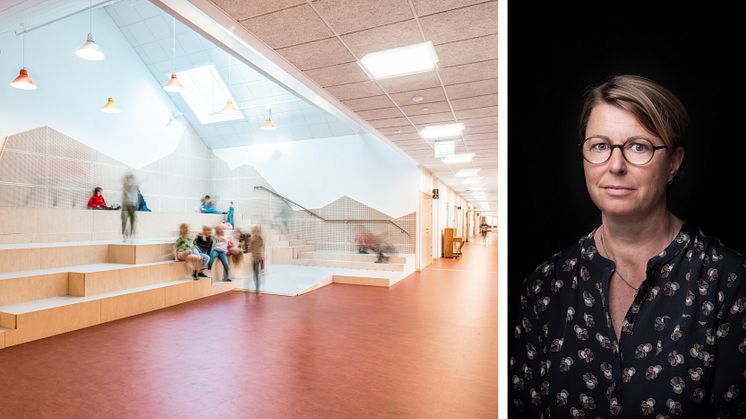 ”På FOJAB skapar vi värden som ger det där extra, som gör att beställaren får ut maximalt av det som byggs”, säger Charlotte Kristensson, arkitekt och ansvarig för affärsområde Utbildning, kultur & idrott på FOJAB. På bilden Mörrums skola. 