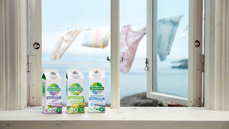 Grumme först på marknaden med att ersätta plast med kartong för sköljmedel