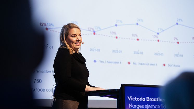 Norges sjømatråds utsending til Storbritannia, Victoria Braathen, er en av foredragsholderne på Ombordfrystkonferansen Foto: Kristin Støylen