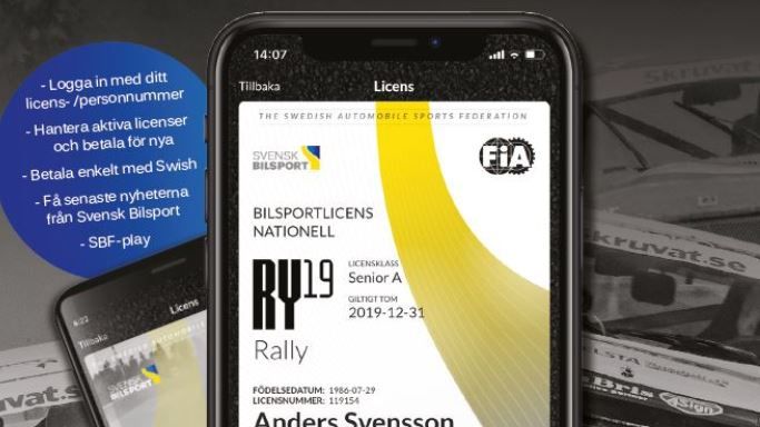 Svensk Bilsport har en app för Licensköp