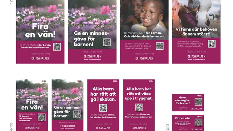 Här är ett urval av Erikshjälpens pluggannonser, som är fria för publicering