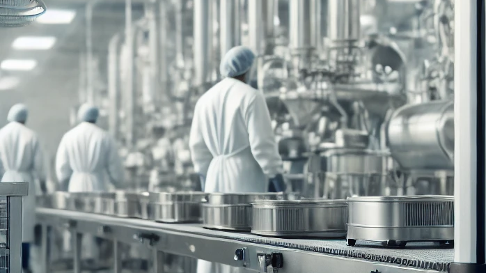 A modern food production facility with a focus on hygiene and product quality.png