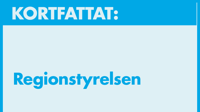 Syntolkning: Blå ikon med texten Kortfattat: Regionstyrelsen. 