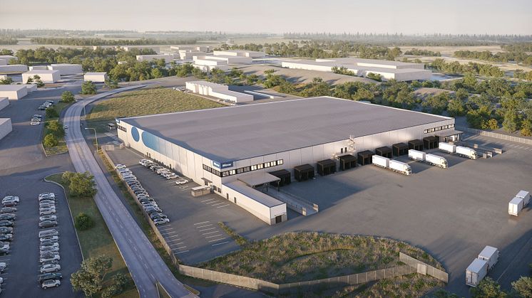 3D-visualisering av den nya logistikanläggningen i Norrköping