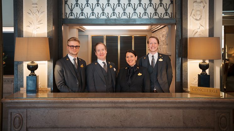 Grand Hôtel Concierge Team, from left: Ludvig Grundsell, Martin Nordström, Johanna Picano, Isak Leima