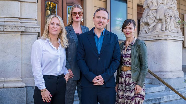 Sandra Lewinsson, affärsansvarig Förskola, skola, bibliotek, Frida Edman, Avgående Bokmässechef, Oskar Ekström, Bokmässechef, Hedda Krausz Sjögren, Colombine förlag. Foto: Pelle T nilsson 