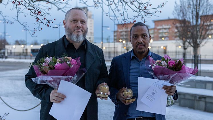 Jamie Fawcus och Yohannes Tadesse Aklilu, vinnare av Guldäpplet 2024. 