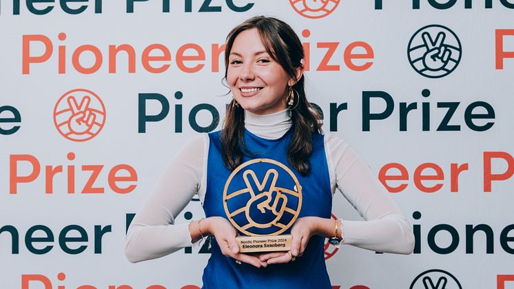 Eleonora Svanberg på prisceremonin i Köpenhamn, foto från Nordic Safe Cities