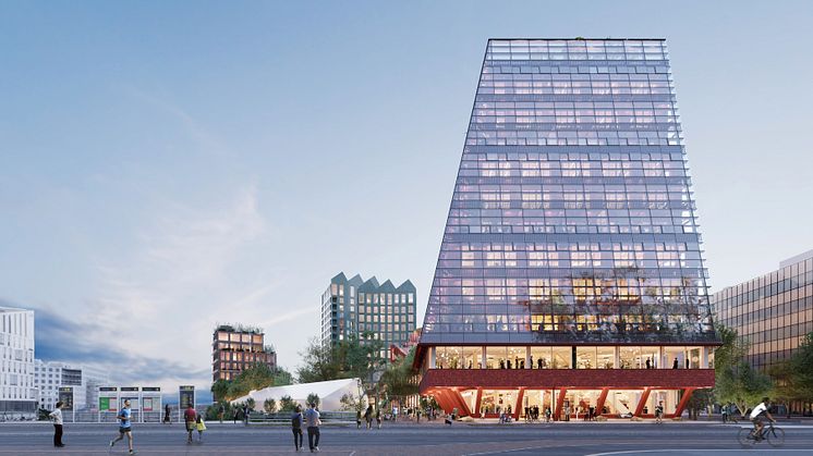 Fyrtornet, är del av Embassy of Sharing, i stadsdelen Hyllie i Malmö. Illustration: Wingårdhs Arkitekter.