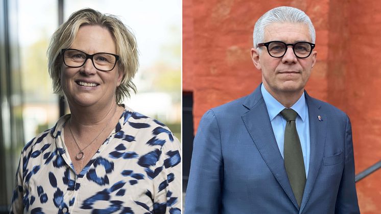 Mikaela Waltersson (M), regionstyrelsens ordförande i Region Halland och Anders Thornberg, landshövding i Hallands län
