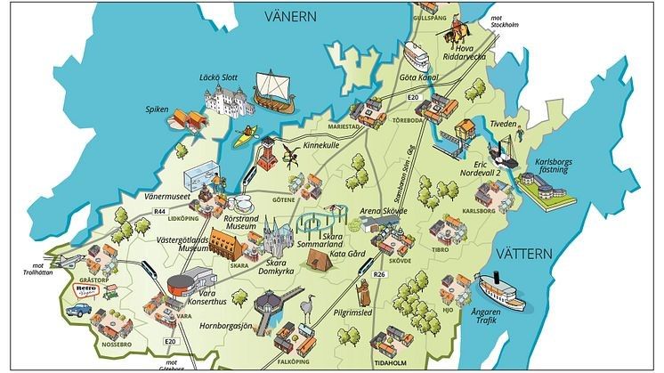 Illustrerad karta över Skaraborg