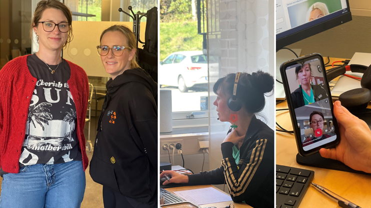 Från vänster: Emma Bilstrup, sjuksköterska/delprojektledare, Benedicte Hultgren, enhetschef och Jenny Björkman, sjuksköterska. Foto: Trollhättans Stad