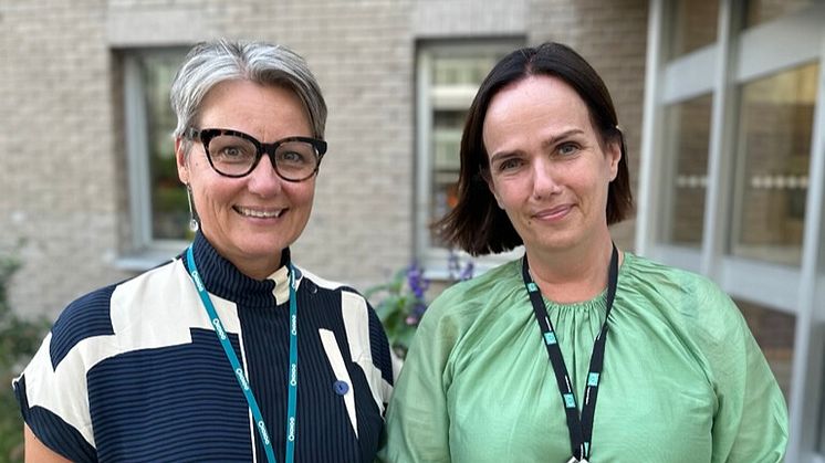 ​Towa Jexmark, VD för Tiohundra, och Car​oline Hällsjö Sander, sjukhusdirektör för Danderyds sjukhus.