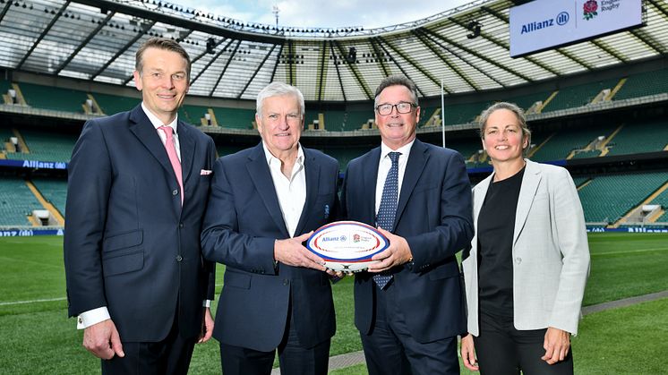 Left to right: Serge Raffard, MD of Allianz Personal; Bill Sweeney CEO, RFU; Colm Holmes CEO of Allianz UK; Sue Day, Chief Operations Officer and Chief Financial Officer, RFU.