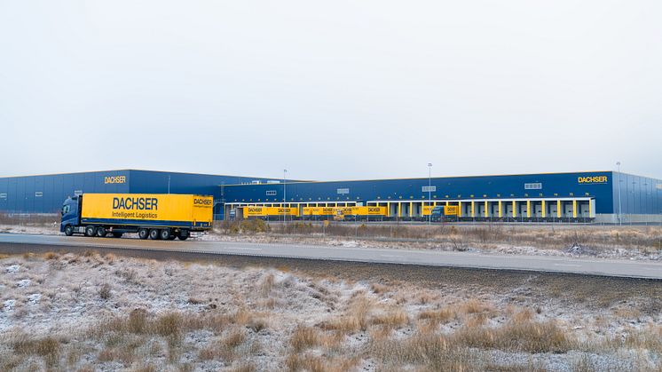 Dachser Swedens nya filial söder om Jönköping, längs med E4 och riksväg 30, nära trafikplats Stigamo. 