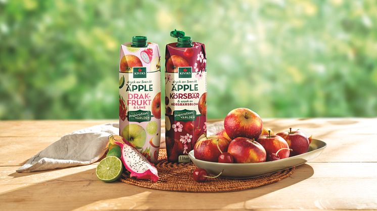 De nya exotiska dryckerna "Inspiration från Världen" med svenskt äpple från Kiviks Musteri.