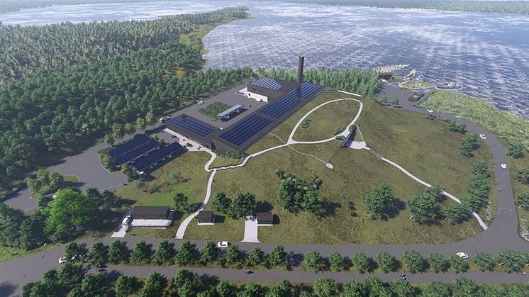 Det nya reningsverket beräknas stå klart 2029. Illustration: Skoog Arkitekter