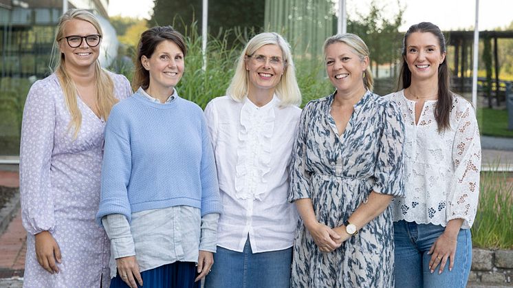 Isabell Skoglund Forsvid (AT/BT-samordnare i Varberg), Jana Hartelius (AT/BT-chef i Varberg), Sofia Hjalber Thorin (utvecklingschef Hallands sjukhus), Klara Håkansson (AT/BT-chef i Halmstad) och Leonora Lami (AT/BT-samordnare i Halmstad).