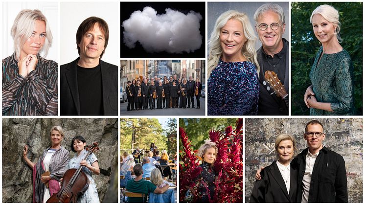 I fotokollaget: Hannah Svensson, Jan Lundgren, Stina Ekblad, Mime Brinkmann, Drottningholms barockensemble, Malena Ernman, Mats Bergström, Ann Sofie von Otter, Sofia Karlsson, Lena Endre och Hannes Meidal