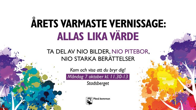 Vi hälsar media välkommen till vernissagen för utomhusutställningen Allas lika värde.  