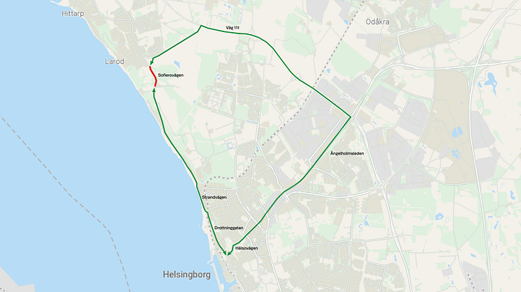 Under 7–11 april är en del av Sofierovägen avstängd på grund av asfaltering. Bil- och busstrafik leds om via väg 111. 