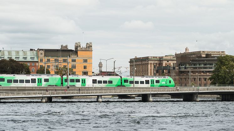 Första resan med det nya gröna VR-tåget. Foto: Johan Dirfors/VR