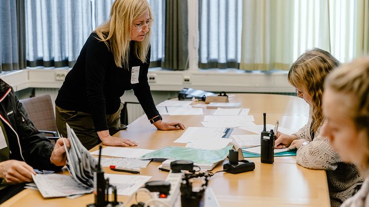 Stabsassistenter vid en övning med Länsstyrelsen Västmanland