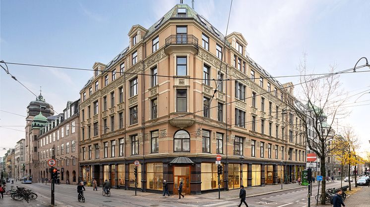 Höegh Eiendom kjøpte Kirkegata 20 i Kvadraturen i 2024. Første etasje er fotoretusjert