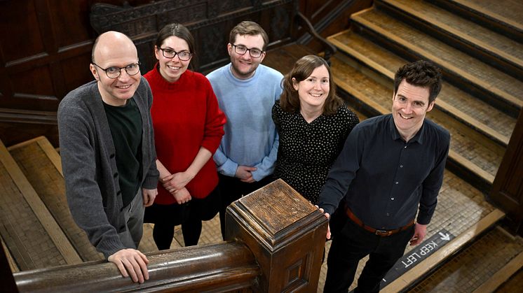 Some members of History’s editorial team (from left to right): Daniel Laqua (editor-in-chief), Katarzyna Kosior (reviews editor), Lewis Kimberley (editorial assistant), Charotte Alston (deputy editor) and Henry Miller (online editor).